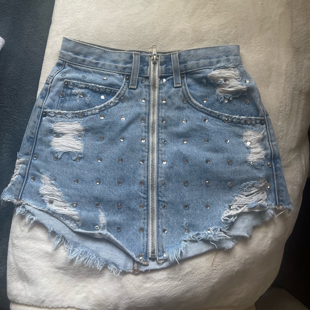 LF studded denim skirt
